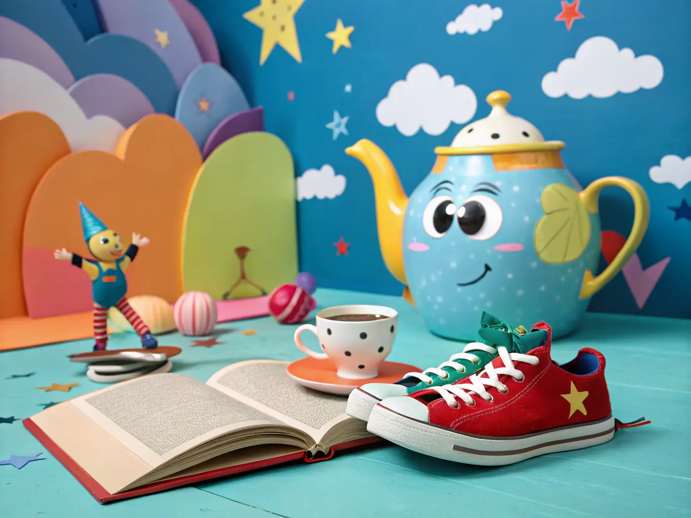 A whimsical and charming stop motion animation scene inspired by 'Brazilian Folklore Tales', featuring handcrafted puppets and sets that capture the unique aesthetic of this animation style.