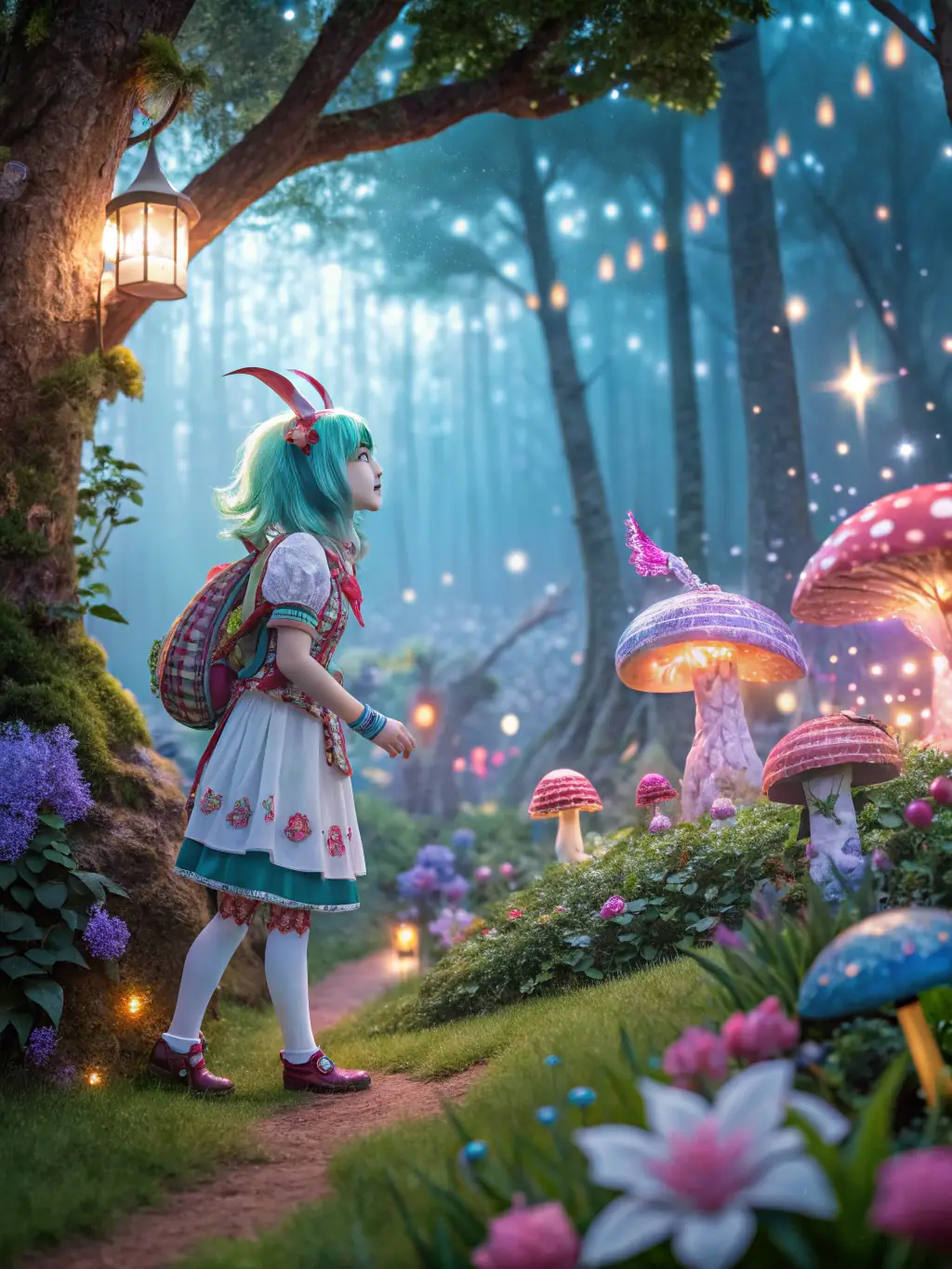 A still from 'The Adventures of Lila', showcasing the main character Lila in a vibrant, fantastical forest setting, rendered in a charming 2D animation style.